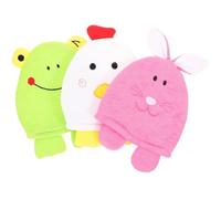 HEALEEP Double-Sided Exfoliating Bath Mitts 3Pcs for, Cartoon Body Scrubbing Gloves for Shower and Bathing, Comfortable Lightweight Polyester Material Random Style