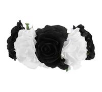 HEALEEP Elastic Design Cloth Silk Flower and Black Rose Headband with Elegant Halloween Role-playing Accessories for Wedding Party