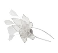 HEALEEP Elegant Grey Fascinator Headband with Hat Hair Clip for Women and Comfortable Fits All Durable Mesh Cocktail Tea Party Wedding Accessory for Halloween and Christmas