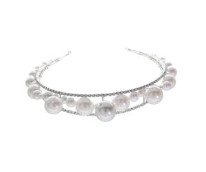 HEALEEP Elegant Silver Alloy Pearl Headband for Wife and Mum, Lightweight High-end Hair Decor Suitable for Celebration and Birthday, without Fading, Wedding Accessory and Pageant Hair