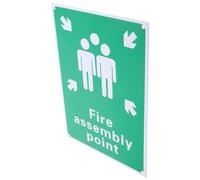 HEALEEP Emergency Assembly Point Sign Aluminum Plate Fire Safety Sign Outdoor Fire Muster Station Notice for Workplace