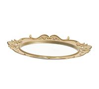 HEALEEP European Style Decorative Mirror Tray for Vanity Dresser Makeup Organizer Oval Gold Serving Tray for Jewelry Perfume and Small Items Storage with Smooth Edges Practical and Elegant