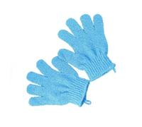 HEALEEP Exfoliating Bath Glove Five Fingers Body Scrubber Mitt Blue for Men and Women Shower Sauna Dead Skin Removal Spa Cleaning