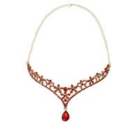 HEALEEP Forehead Chain Headpiece Bridal Frontlet Red Rhinestone Wedding Lightweight Alloy with Outstanding Eye-catching Chic Design for Women for Bridal Shower or Occasion You Want