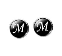 HEALEEP Glass Cuff Link Sleeve Button with Letter Pattern Durable Lightweight Glass and Copper Material Electroplated Smooth Finish Decorative Round Collar Button for Mens Shirts Easy to