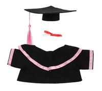 HEALEEP Graduation Bear Plush Outfit Set, Academic Achievement Cap Shawl Scroll Stuffed Animal Costume, Ideal for Graduation Day Celebrations And Party Decorations, Pink Collar