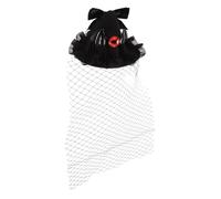 HEALEEP Halloween Dark Witch Hat Hair Clip Lightweight Mesh Yarn Fascinator with Bat Wings and Devil Eyeball Veil Formal Dress Hairpin for Cosplay Tea Party Lolita Costume Accessories
