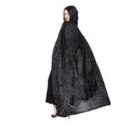 HEALEEP Halloween Witch Cloak Black Hooded Wizard Robe Cosplay Costume with Neck Tie for Party Dress Up and Masquerade
