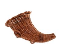 HEALEEP Handcrafted Rustic Cornucopia Basket with Moistureproof Woven Rattan Generous Storage Horn for Thanksgiving Harvest Fruits and Snacks Autumn Table Centerpiece Decoration for Home
