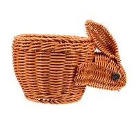HEALEEP Handwoven Rabbit Basket Picnic Fruit Storage Bin Small Toy Organizer Imitation Rattan Decorative Basket