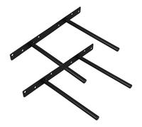 HEALEEP Heavy Duty Floating Shelf Brackets 2pcs with Hidden T Support, Wall-Mounted Invisible Floating Shelves Bracket 200x300mm Black for Drywall and Masonry, Includes Screws