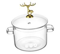 HEALEEP High Temperature Resistant Clear Glass Soup Pot with Lid Borosilicate Stew Pot for Home Kitchen Cooking Ergonomic Dual Handle Design for Stove and Electric Ceramic Cooker Use