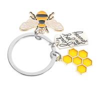 HEALEEP Honeycomb Pendant Bee Keychain Small Hexagonal Honeycomb Decorative Travel Keyring Bag Charm for Women