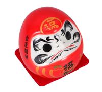 HEALEEP Japanese Ceramic Darma Egg Figurine Red Luck Doll Desktop Ornament for Home Car Office Decor Traditional Fortune Crafts Gift