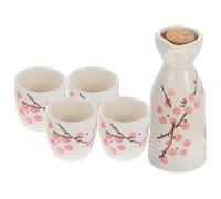 HEALEEP Japanese Style Sake Pot and Cups Liqueur Dispenser with Smooth Edges Classic Low Absorption Material for Authentic Sake Drinking at Home