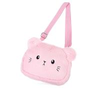 HEALEEP Kawaii Plush Crossbody Bag for Adjustable Strap Soft Fluffy Pouch Mobile Phone Holder Cute Autumn Winter Pink Change Purse