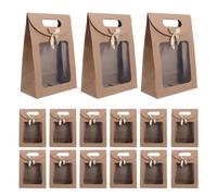 HEALEEP Kraft Paper Gift Bags Upright Form with Window and Fliptop Closure 20pcs Featuring Decorative Bow and Handle for Bakery Treats and Stationery, for Wedding and Shower Favour