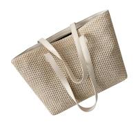 HEALEEP Large Capacity Woven Straw Tote Bag for Women, Beige Summer Shoulder Handbag, Beach Bag for Travel and Daily Use