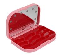 HEALEEP LED False Eyelash Organizer Case with Mirror, Pink Compact Lash Storage Box for Travel and Daily Makeup, Portable LED Lash Tray for Fake Eyelash Storage and Display Random Color