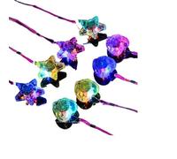 HEALEEP Led Sparkle Necklaces - 8pcs Light Up Necklace Bulk Glow in The Dark Flashing Star Heart Pendant for Kids Party Favors