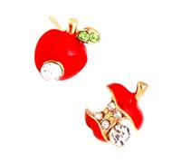 HEALEEP Lightweight Apple Shaped Earrings for Women Zircon Studs Simple Stylish Ear Jewelry for Parties and Performances Comfortable and Fashion Accessories