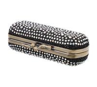 HEALEEP Lipstick Holder Metal Lipstick Case with Mirror Antique Copper Plated Protective Storage Box for Purse Anti-Break in Black