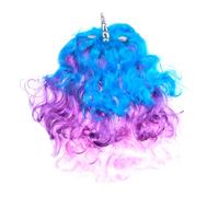 HEALEEP Long Curly Rainbow Unicorn Wig with Silver Horn Breathable Environmental Plastic Cosplay Hair Accessory for Women Teens Party and Role Play Headwear with Box