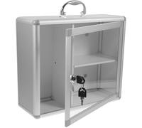 HEALEEP Medicine Organizing Box Toolbox Aluminium Alloy Sturdy Lid Silver Wall Mount Storage for Schools Office Sturdy First Aid Kit Hard Cases