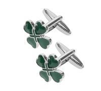HEALEEP Men’s Four Leaf Clover Cufflinks Irish Shamrock Green Enamel Cuff Buttons St Patrick’s Day Jewelry Luck Charms for Formal Shirts and Wedding Accessories