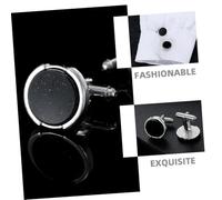 HEALEEP Men's French Cuff Dress Shirt Cufflinks Round Black Alloy Cufflinks with Radiant Shine Classic Vintage Style for Formal Business and Special Occasions Precision Craftsmanship