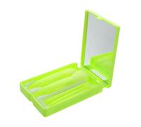 HEALEEP Mini Portable Travel Makeup Brush Set 5 Essential Cosmetic Brushes and Built-in Mirror Case for Women Makeup Application On-the-go