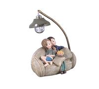 HEALEEP Mini Resin Couple Lamp Ornament Sitting on Sofa for Living Room Bedroom Marriage Room Home Decorations Gift