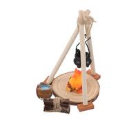 HEALEEP Miniature Campfire Decoration with Realistic Fake Flames and Hanging Pot Compact Dollhouse Fire Scene for Outdoor Ambiance Tabletop Display and Holiday Decor Red Brick Design