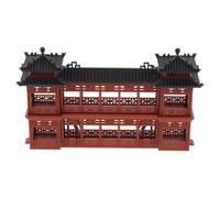 HEALEEP Miniature Garden Pavilion Plastic Ancient Chinese Corridor Model with Double-Layer Staircase for Micro Landscape and Home Office Decor, Asian Style Ancient Architecture Miniature