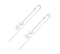 HEALEEP Moon Star Dangle Earrings Tassel Earrings for Women Elegant Copper Lightweight Threader Design Easy to Wear and Remove Suitable for Gift and Wedding 8.5Cm Long