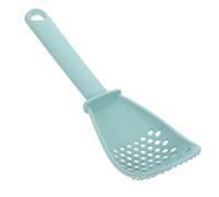 HEALEEP Multi-Function Cooking Spoon with Colander and Potato Masher, Garlic Mincer Kitchen Tool, Light Blue Cooking Utensil for Food Grinding and Draining