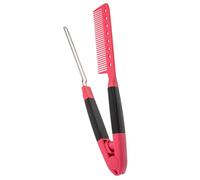 HEALEEP Multipurpose V-Shaped Hair Straightener Comb for Women, Folding Hairstyling Tool in Rose Red, Haircut Supply for Salon and Travel Use