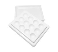 HEALEEP Nail Paint Display Plate 12-grid White Imitation Ceramic Manicure Color Mixing Tray with Cover Chic Practical Design for DIY Nail Art Decor