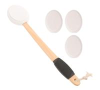 HEALEEP Non-Slip Back Lotion Applicator Set with Handle and 3 Replacement Heads, Shower Sponge for Applying Sunscreen and Moisturizer on Back, Handheld Cream Applicator for Bath and Body