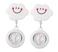 HEALEEP Nursing Pocket Watch Doctor Pocket Watch Set Retractable Lanyard Cute Nurse Design Soft Pull Micro Smile White Cloud Dial Medical Staff Exams