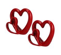 HEALEEP Ornaments Heartshaped Heart for Wedding Centerpieces 2 Pack Art Red Ceramic and, Glossy Sculptures, Romantic Minimalist Aesthetic Decorations Dresser Decor
