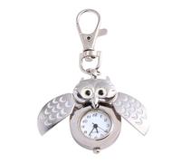 HEALEEP Owl Shape Pocket Watch Key Chain White Cartoon Decorative Pendant Vintage Style Women’s Pocket Watch for Daily Wear