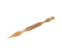 HEALEEP Ox Horn Dual Head Acupuncture Pen for Auricular Therapy Portable Meridian Massage Stick for Muscle Relief Facial Pressure Point Tool with Natural Horn Material