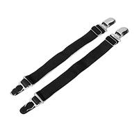 HEALEEP Pair of Adjustable Metal Duckbill Garter Buckle High Elastic Nylon Suspender Clip Black for Women Ladies Stockings