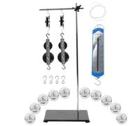 HEALEEP Physics Pulley Block Set Adjustable Bracket, 50g X10 Hook Weights and 5-newton Spring Scale, Mechanics Experiment Physics Teaching Kit for Secondary School Science