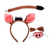 HEALEEP Pig Costume Set with Soft Pig Ear Headband Tail Bowtie Fake Nose for Cute Animal Party Cosplay Accessory for Birthday Halloween Costume Photo Props