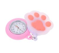 HEALEEP Pink Silicone Nurse Pocket Watch with Cat Paw Shape, Accurate and Easy to Wear Retractable Cord, Creative Design for Nursing Staff and Professionals