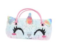HEALEEP Plush Unicorn Glasses Case Handle Cute Girls Eyeglass Holder Portable Foldable Cartoon Design for Children