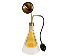 HEALEEP Portable Brass Aromatherapy Flask Double Wall Glass Diffuser Bottle with Hand Squeeze Pump for Essential Oil Sampling and Aroma Testing Travel-friendly Spa Smelling Device and