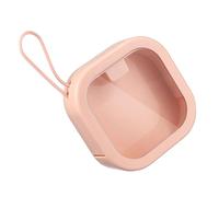 HEALEEP Portable Hair Tie Organizer Box with Lanyard Abs TPE Storage Container for Hair Accessories Jewelry Swabs and Desktop Organization Easy to Clean Pink Compact Case for Travel and